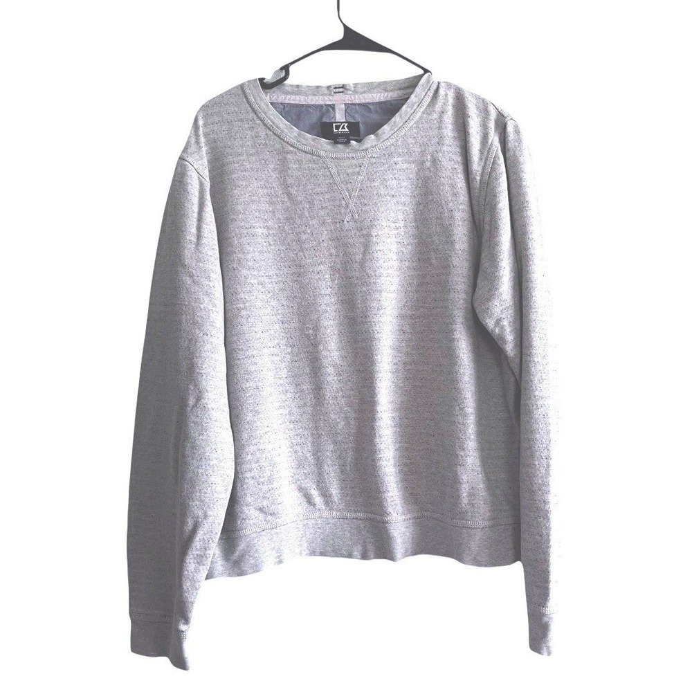 Cutter & Buck Sweatshirt Mens Medium Gray Crewneck Knit Pullover Logo Speckled